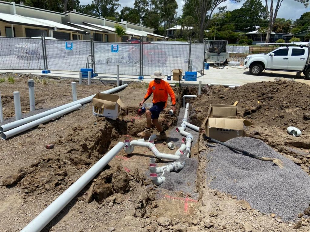 Plumbing being installed at the Cooroy site