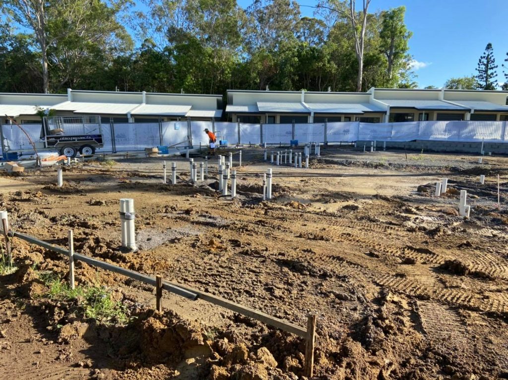 Most of the underground services installed at the Cooroy site