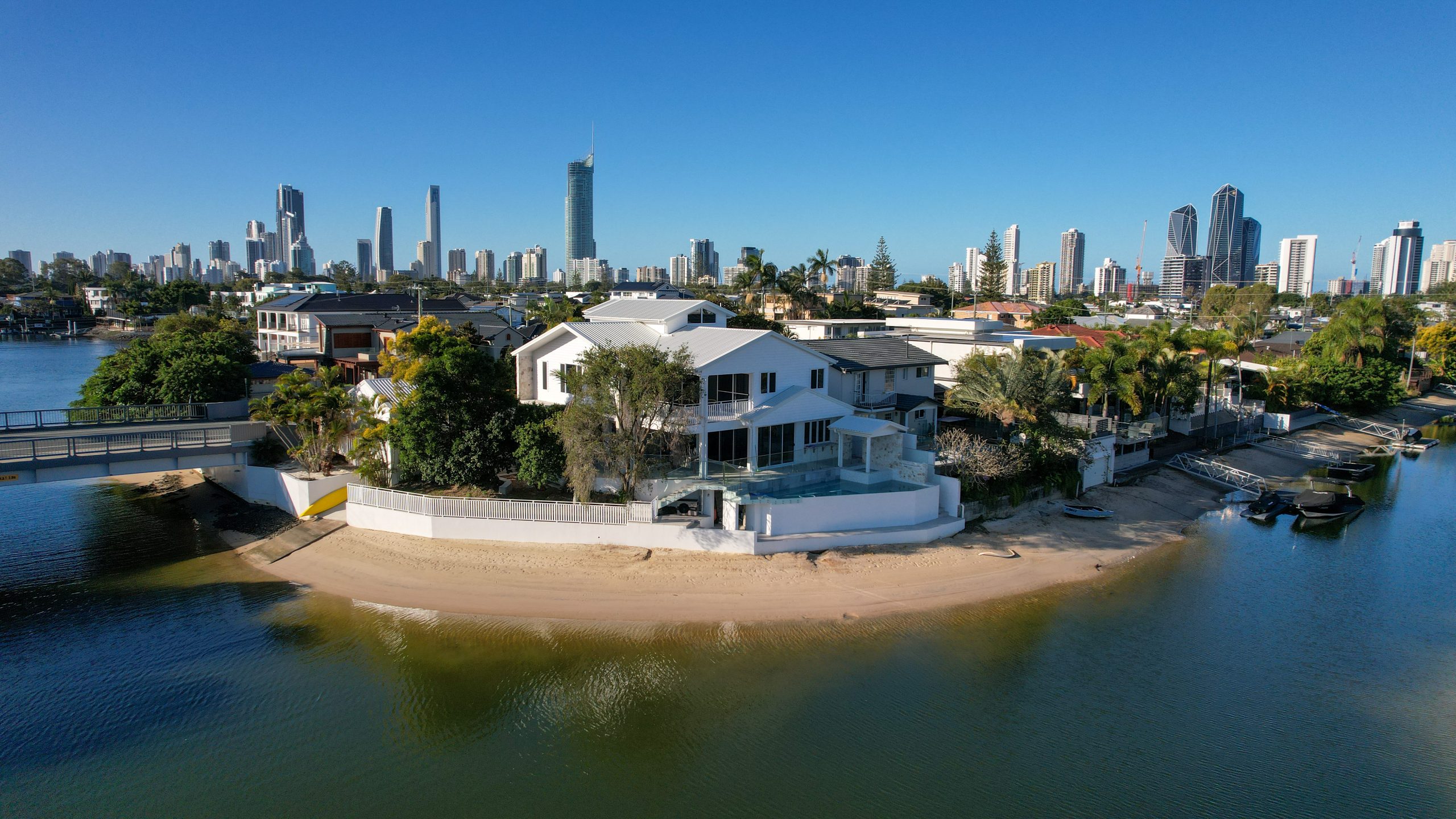 Hampton style multi-level waterfront residence on the Gold Coast. 1